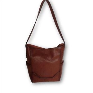 Frye brown leather hobo bag with side pockets